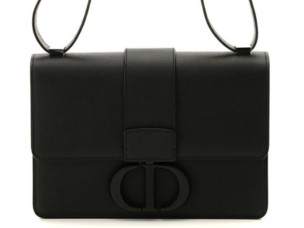 Christian Dior shoulder bag Montaigne black grained calfskin